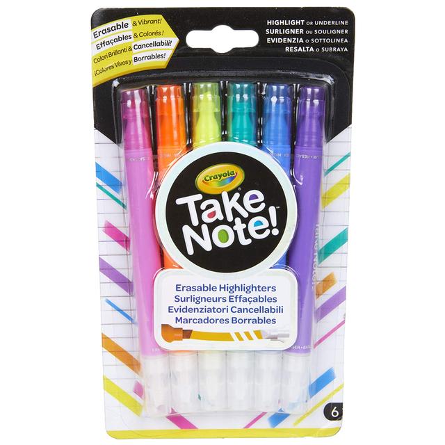 Crayola - Take Note! Erasable Highlighters, Pack of 6