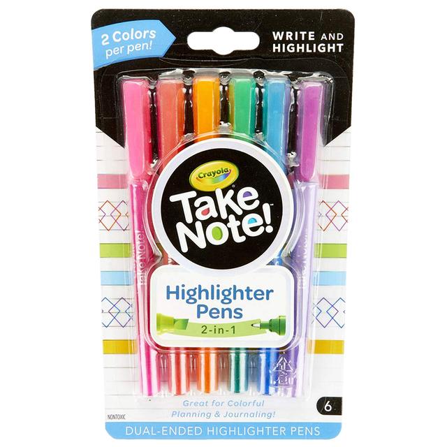 Crayola - Take Note! Write & Highlight Pens, Pack of 6