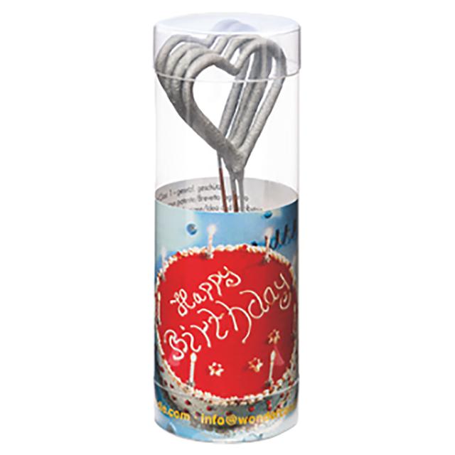 Party Camel - Heart Shape Mini Sparkler Candle Set - Pack of 4 - Silver