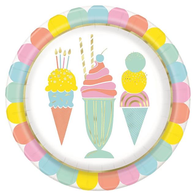 Unique - Pastel Ice Cream Plates - 8pcs