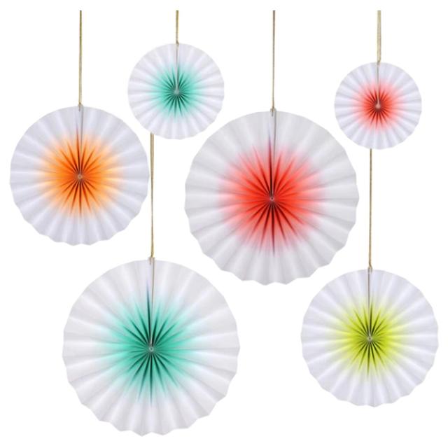 Meri Meri - Neon Ombre Pinwheel Decorations - Pack of 6