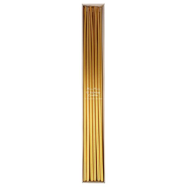 Meri Meri - Tall Tapered Candles - Pack of 12 - Gold