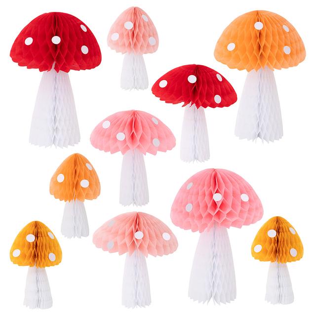 Meri Meri - Honeycomb Mushroom Decorations - Pack of 10