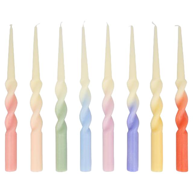 Meri Meri - Rainbow Twisted Dipped Candles - 8pcs - 10-inch