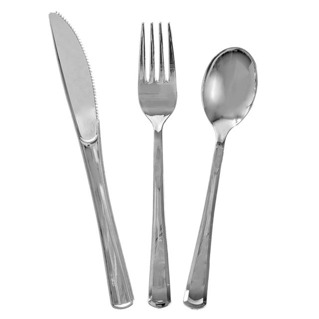 Unique - Assorted Metallic Cutlery 18pcs - Silver