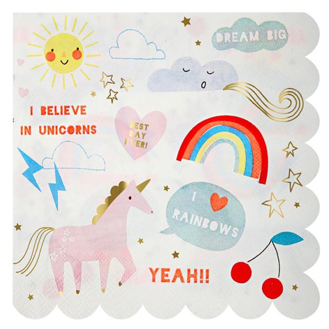 Meri Meri - Rainbow & Unicorn Large Napkin