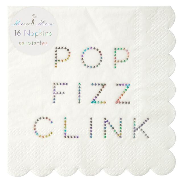 Meri Meri - Pop Fizz Clink Holographic Foil Napkin - Gold