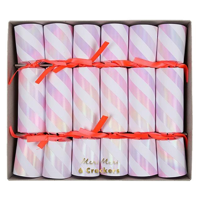 Meri Meri - Iridescent Small Crackers - Pink & White