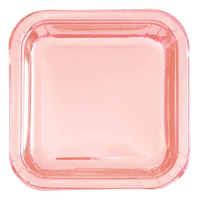 Unique - Foil Square Plates - Rose Gold - Large - 8pcs