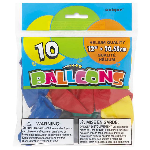 Unique - Solid Color Balloons - 12-inch - 10pcs