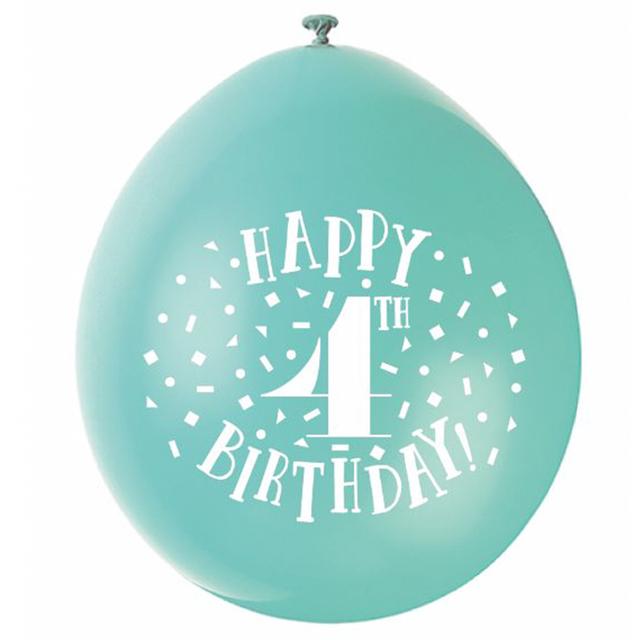 Unique - 9" Happy 4th Birthday Balloons