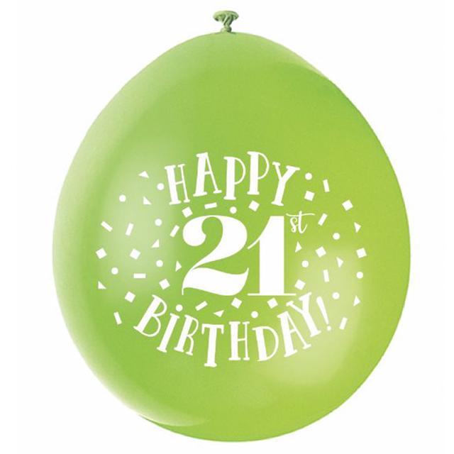 Unique - 9" Happy 21st Birthday Balloons