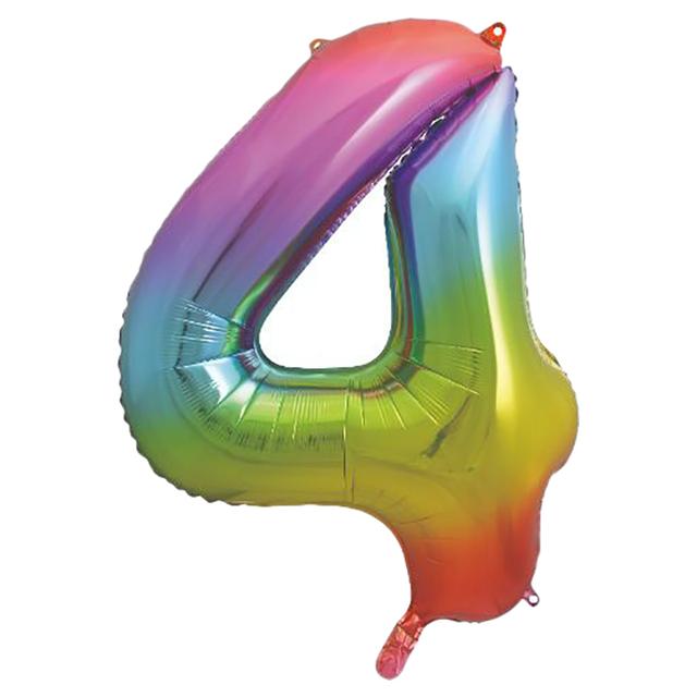 Unique - Giant Rainbow Number 4 Foil Balloon 34