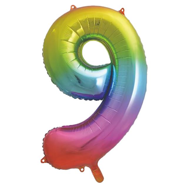 Unique - Giant Rainbow Number 9 Foil Balloon 34