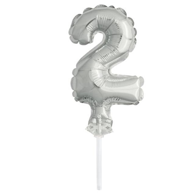 Unique - 5" Silver Foil Balloon Cake Topper - 2