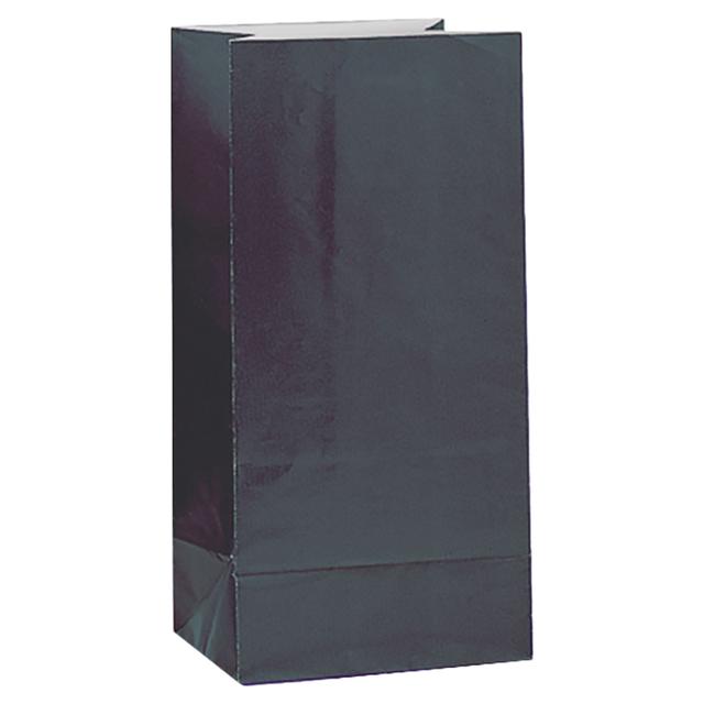 Unique - Black Paper Party Bags - 12pcs