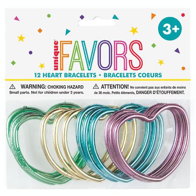 Unique - Pack Of 12 Shiny Heart Bracelets