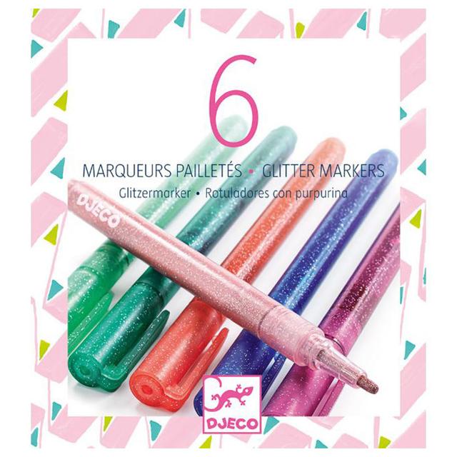 DJECO - 6 Sweet Glitter Markers 