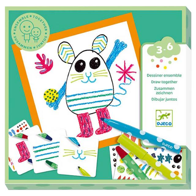 Djeco - Funny Animals Draw Together Set