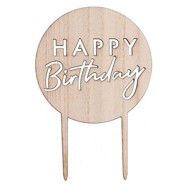 Ginger Ray - Wooden Happy Birthday Cake Topper