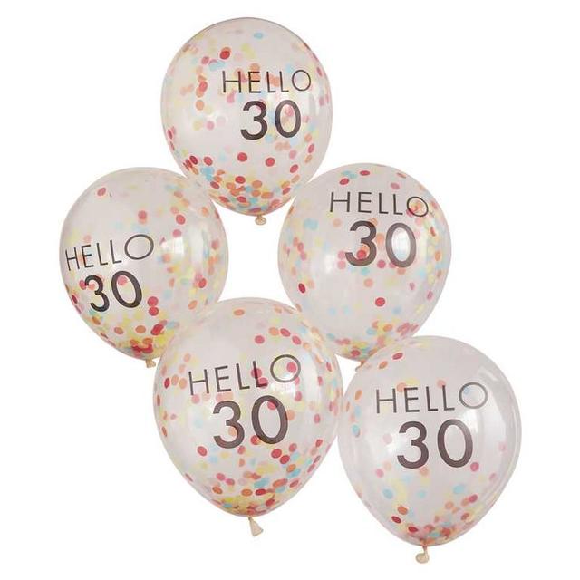 Ginger Ray - Hello 30 Rainbow Confetti 30Th Birthday Balloons