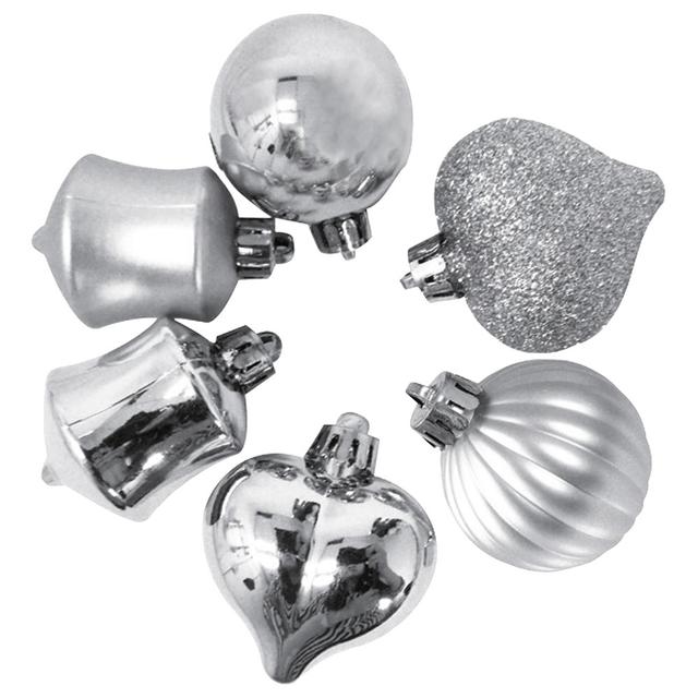 Christmas Magic - 24pcs Christmas Mini Decoration 4cm - Silver