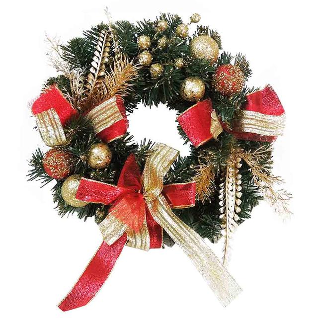 Christmas Magic - Decorated Wreath - 30cm - Gold & Red