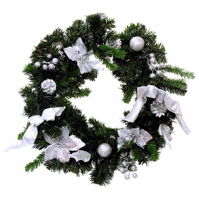 Christmas Magic - Decorated Wreath 60cm - Silver