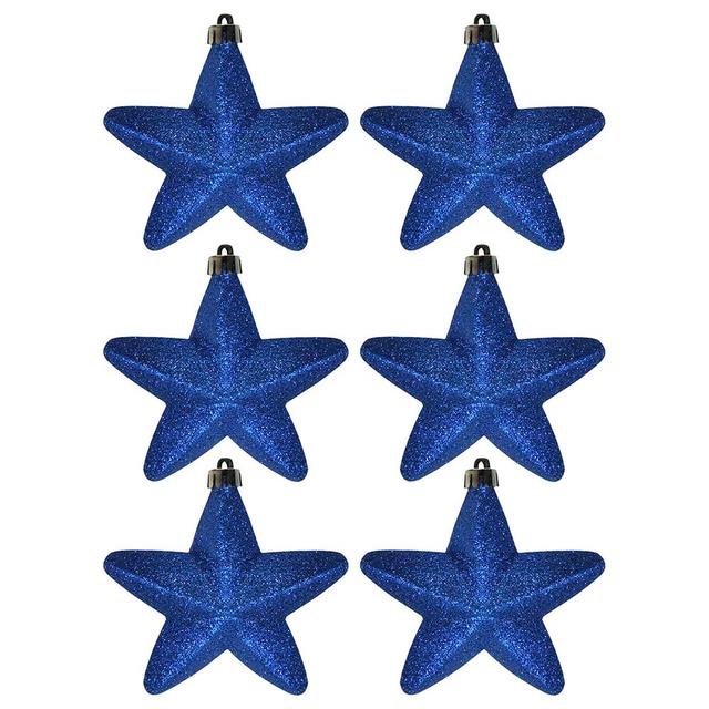 Christmas Magic - 6pcs Hanging Star 10cm - Blue