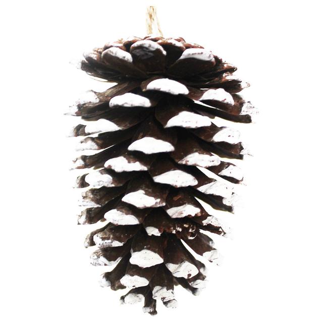 Christmas Magic - 2pcs Deluxe Cones Nature with Snow - Brown