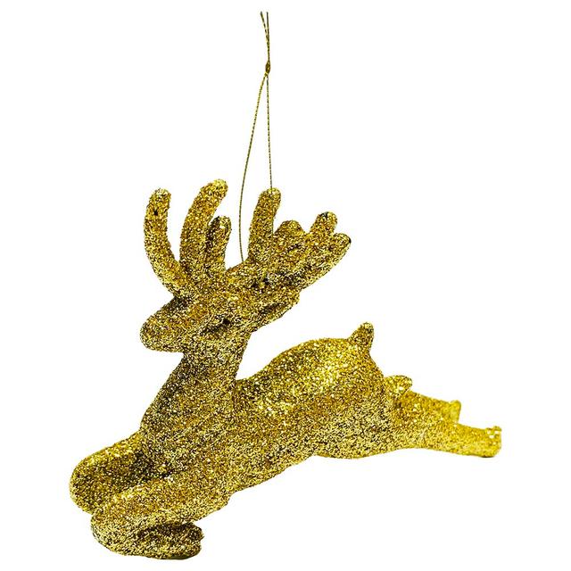 Christmas Magic - 3pcs Hanging Deer Decoration 7cm - Gold