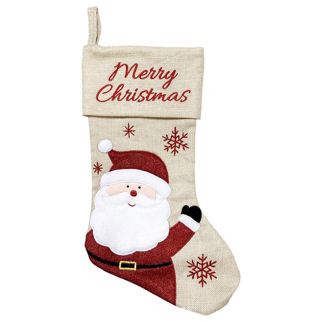 Christmas Magic - Santa Jute X'mas Stocking 45cm - Beige