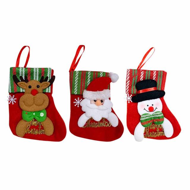 Christmas Magic Stocking W/Snowman Santa & Reindeer 16cm Assorted