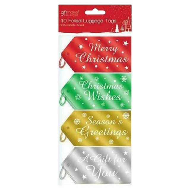 Giftmaker - 40pcs Foiled Luggage Tags - Assorted