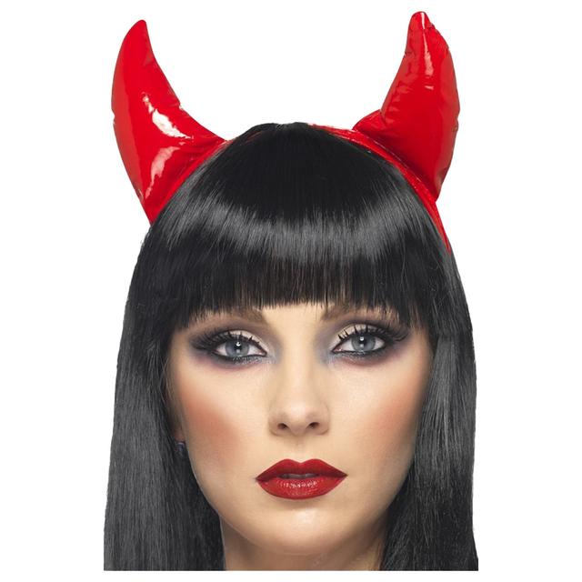 Smiffys - Pvc Devil Horns Red On Headband