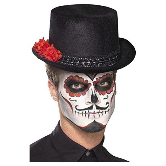 Smiffys - Day Of The Dead Top Hat With Roses - Black