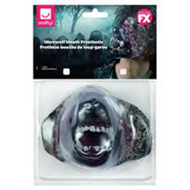 Smiffys - Latex Werewolf Mouth Prosthetic & Adhesive - Brown