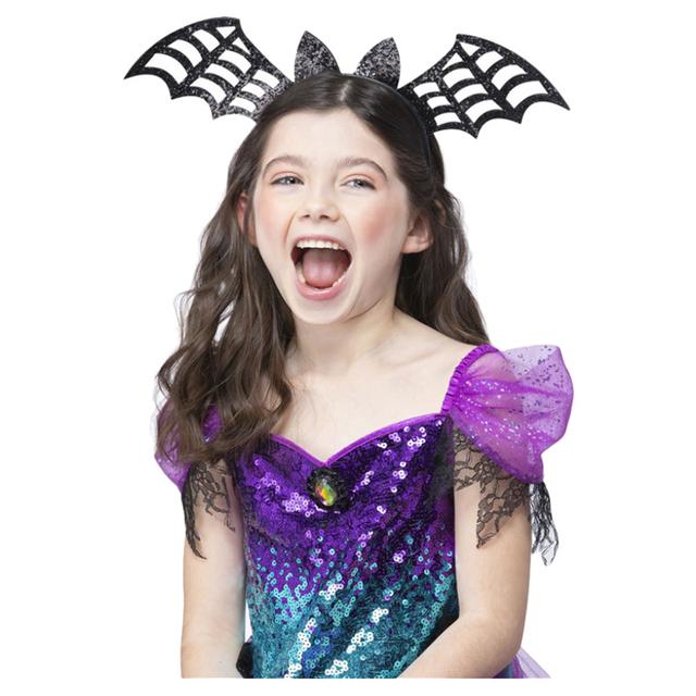 Smiffys - Bat Headband - Black Glitter 