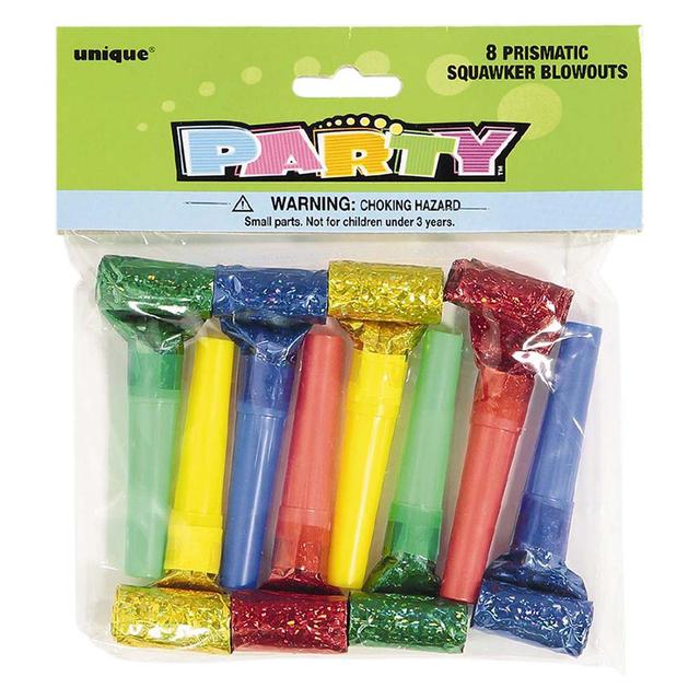 Party Zone - Unique Prismatic Squawker Blowouts Pack of 8