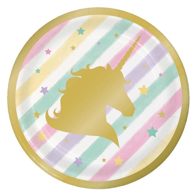 Party Zone - Unicorn Sparkle Luncheon Plate Foil Stamp 7" 8pcs