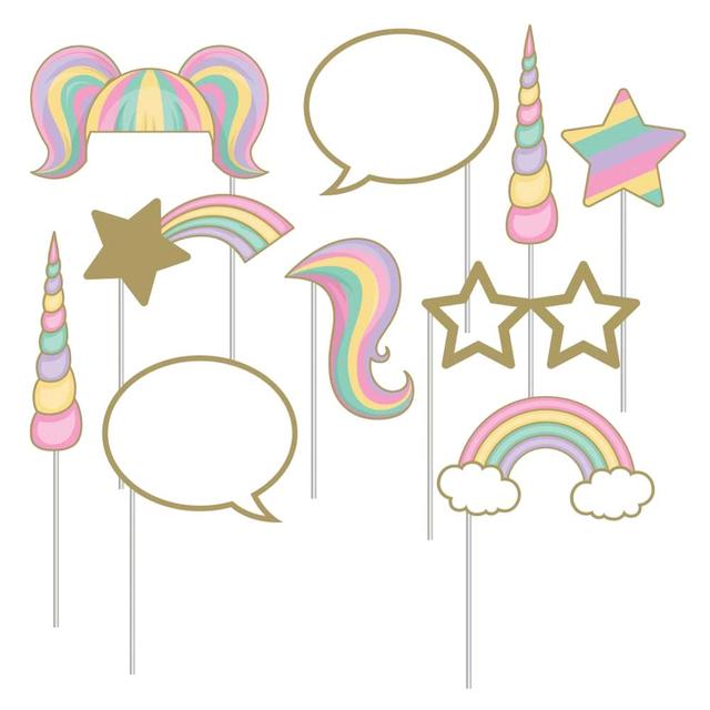 Party Zone - Unicorn Sparkle Plastic Stick Photo Booth Props