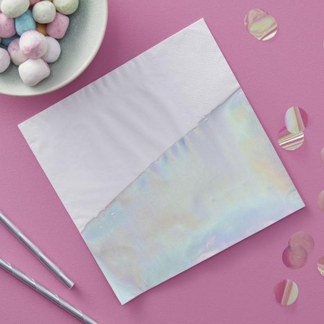 Ginger Ray Iridescent Party Paper Napkin Iridescent 16pcs