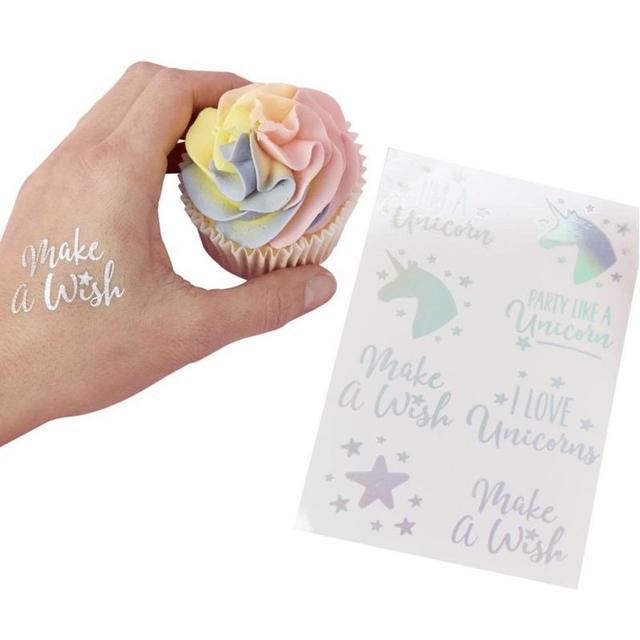 Ginger Ray - Make A Wish Tattoos Unicorn Iridescent 16pcs