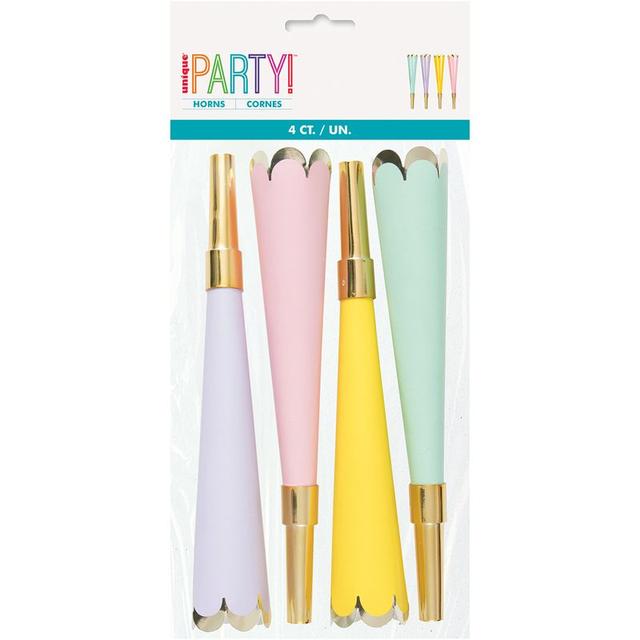 Unique - Colorful Foil Horn With Scalloped Edge 4pcs