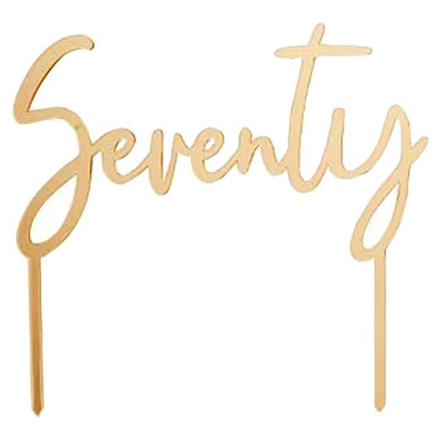 Hootyballoo - 'Seventy' Acrylic Cake Topper - Gold