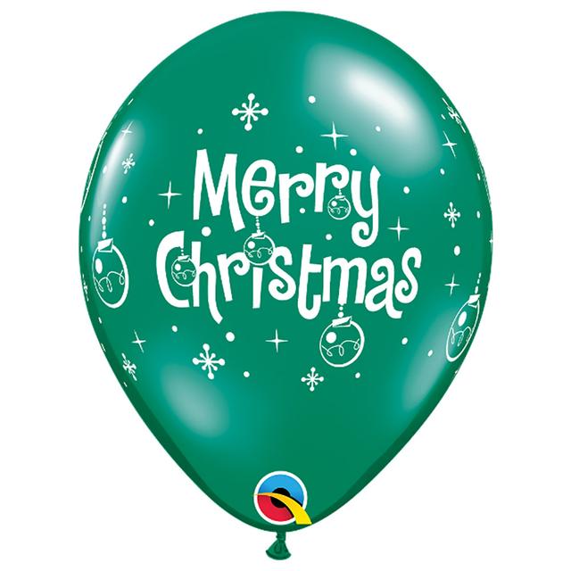 Qualatex - 6pcs Merry Christmas Ornaments 11 inch - Latex - Green