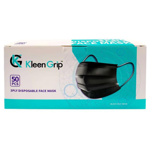 Vertigo - Kleen Grip Disposable Face Mask 3Ply 50pcs - Black