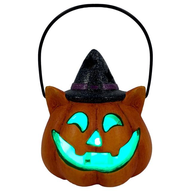 Party Magic - Ceramic Pumpkin Lantern W/ Lights