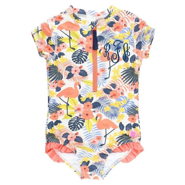 RuffleButts Tropical Flamingo One Piece Rash Guard