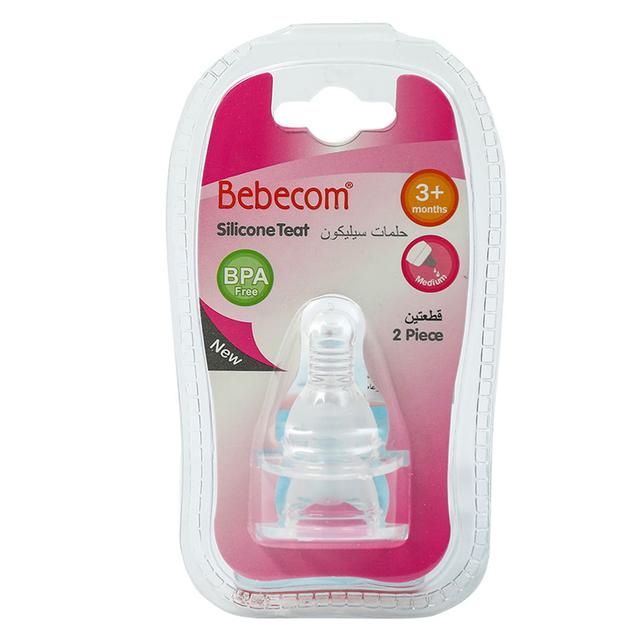 Bebecom 2 Pack, Silicon Nipple +3 Months